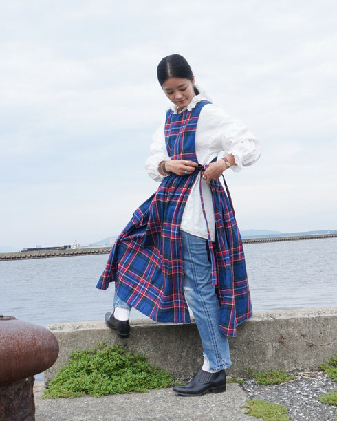 <販売開始 9月19日 金曜日 21:00 〜> INDIGO Tartan Apron Dress / Red・Blue